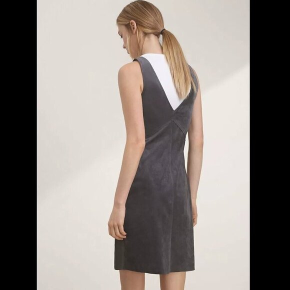 Aritzia Wilfred Free NWOT Jones Faux Vegan Suede V-Neck Sleeveless Dress Size 4 - Picture 3 of 10